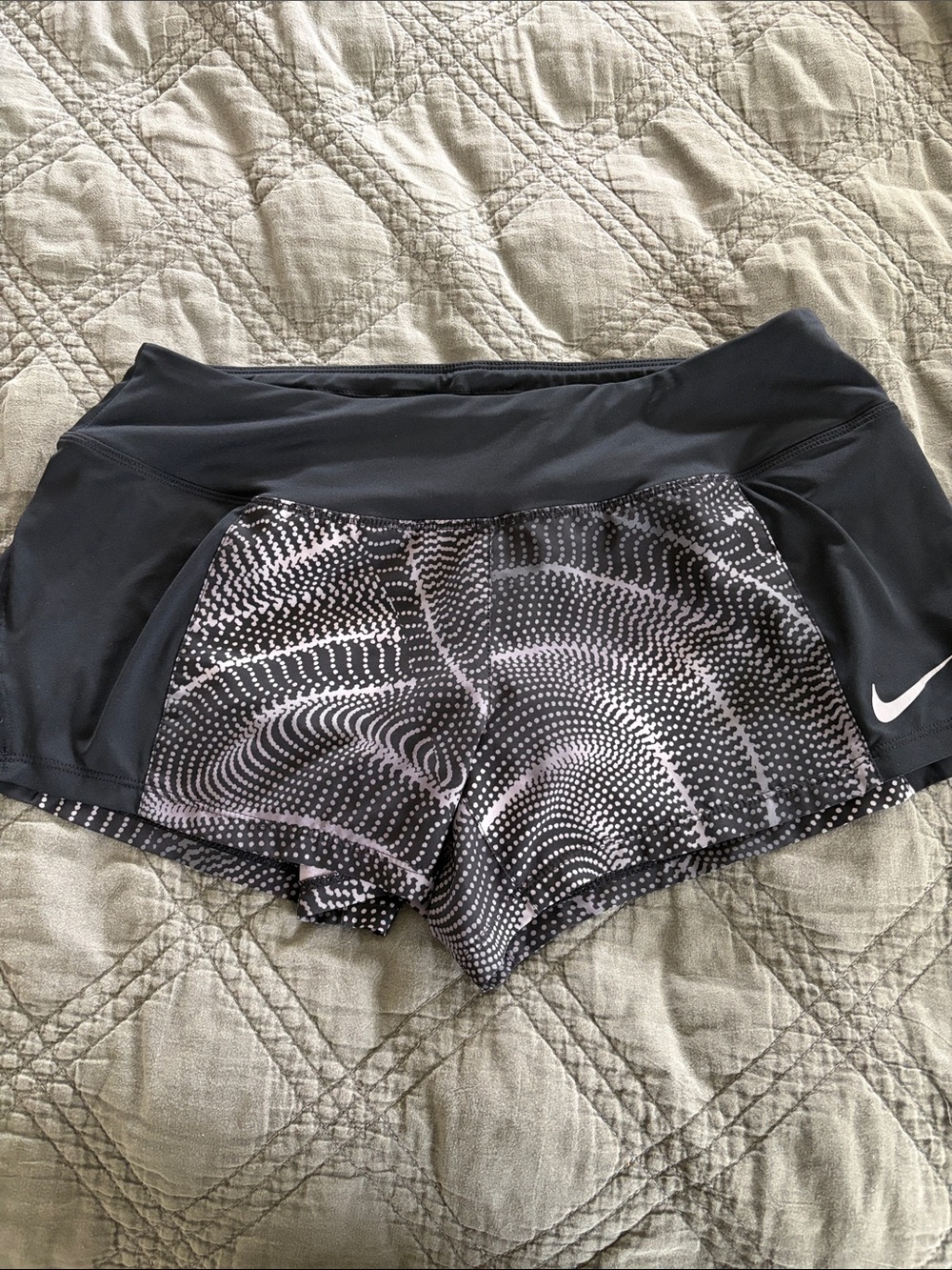 Nike Women’s Black and White Patterned Athletic Shorts